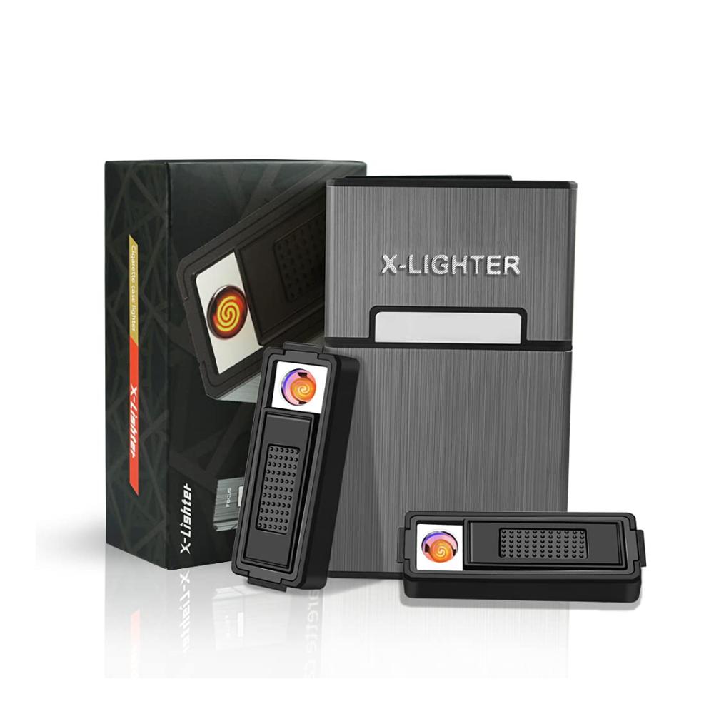 Entfachen Sie den Stil X-Lighter XL069 Set mit USB-Feuerzeug und Zigarettenetui - 20er Pack 84mm Zigaretten winddicht & wiederaufladbar - Perfektes Vatertagsgeschenk für Männer und Papa