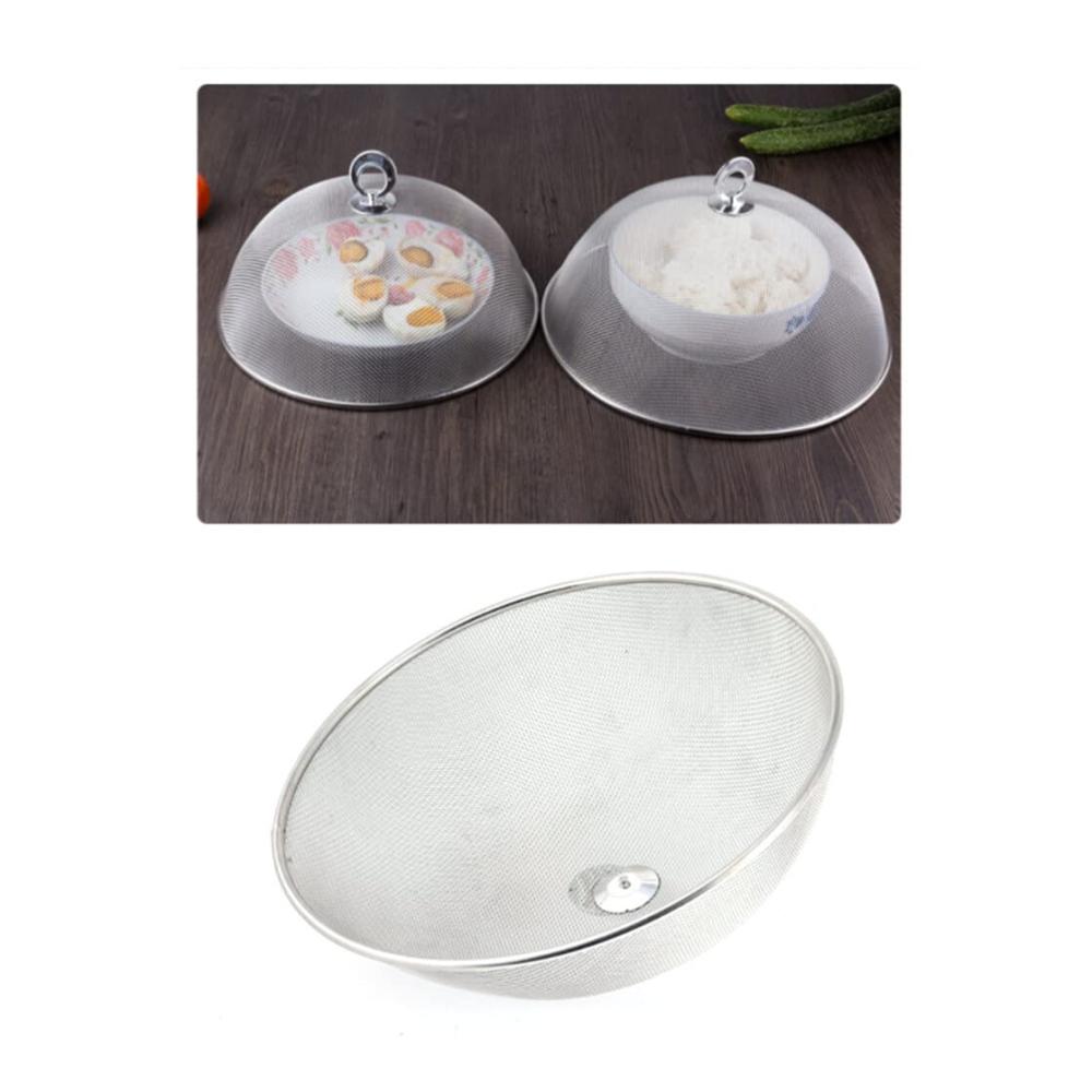 Fliegenschirm Edelstahl Fliegenhaube Mesh Lebensmittel Zelt Abdeckhaube 28CM - Praktische Abdeck- & Fliegenhauben für Picknick BBQ & mehr - Schützen Sie Essen vor lästigen Insekten - Hochwertiges Set inklusive Wintertisch Silber