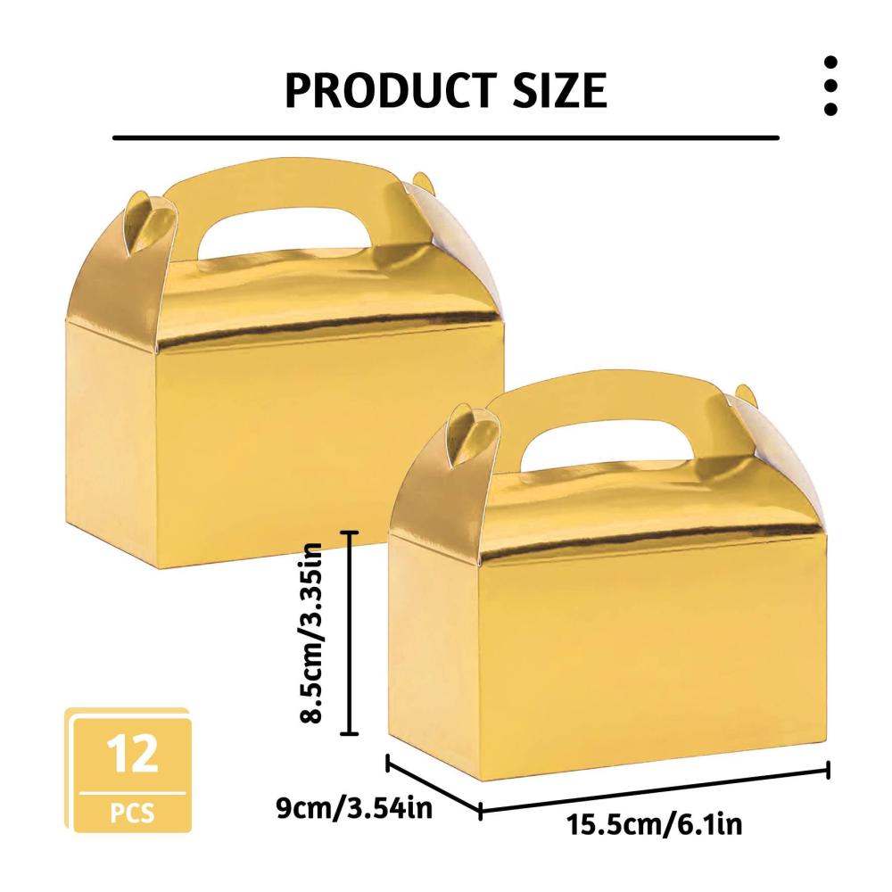 Goldene Hochzeitsdekoration Elegante Gastgeschenkboxen für unvergessliche Momente - 12 Stk. Geschenkboxen aus stabilem Karton ideale Geschenkverpackung für Weihnachten Kindergeburtstage und Hochzeitsfeiern