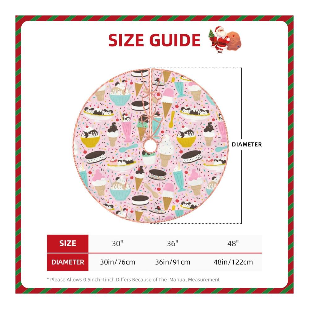 Entzückender Weihnachtsbaumständer Personalisierbare Polyester-Decke für festliche Dekorationen - Perfekt für Weihnachten Partys Urlaub und Neujahr im Innen- und Außenbereich! Maße 76x91x122 cm. Verleihen Sie Ihrem Fest eine süße Note wie Eiscreme