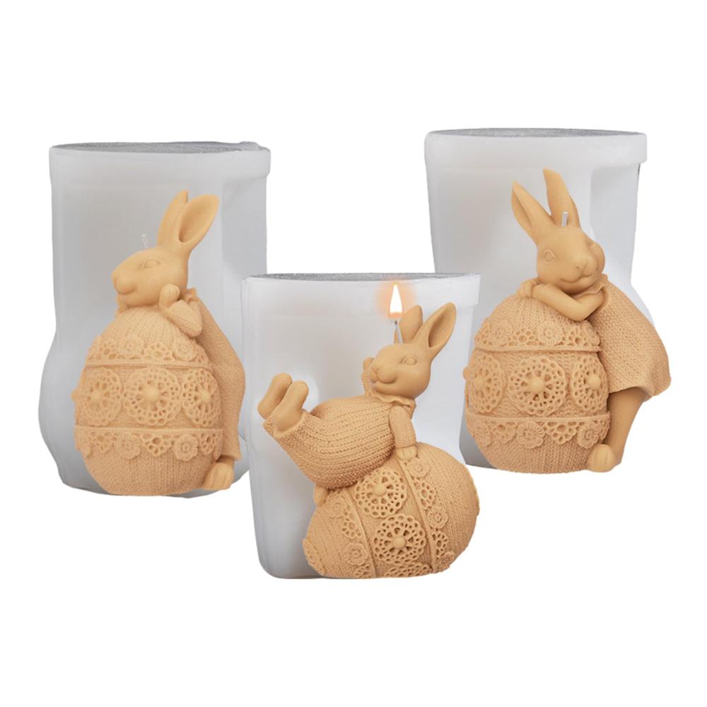 Entdecken Sie 3 Stücke Ostern Kaninchen Silikonformen – Perfekt für DIY Sojawachs Kerzen Seifen & Gips – Hochwertige Gießformen für kreative Ost
