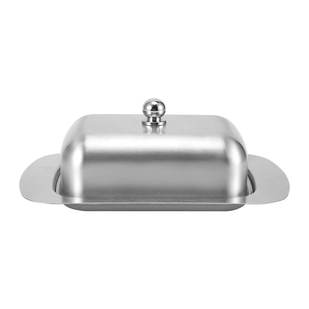 Entdecken Sie die Eleganz Doppelte Butterdose aus hochwertigem Edelstahl - Stilvoller Butterbehälter mit Deckel und Griff für optimale Frische. Praktische Metall-Butterdose für den täglichen Genuss