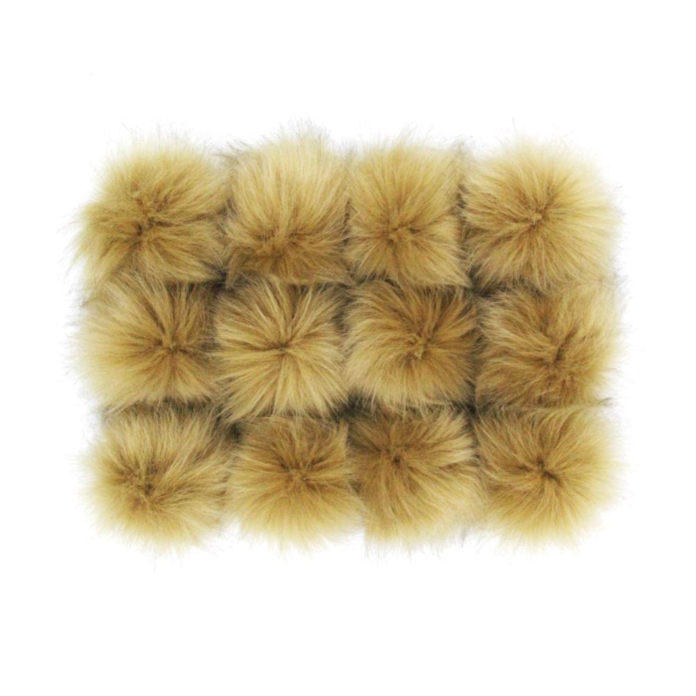 Quasten Borten & Ornamente 12 Fake Fur Bommel mit Gummiband - Kunstfell Pompoms für DIY Mützengestaltung und Strickprojekte - Trendige Haarkugeln für individuellen Style & kreative Akzente