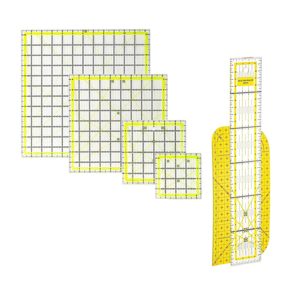 Präzisions Lineal Set für Quilten und Nähen - 6-teiliges Acryl Patchwork Lineal Set mit zweifarbigen Rasterlinien - Quadratische Schneider Lineale für perfekte Schnitte - Transparente Universal Lineale für Basteln und Nähen