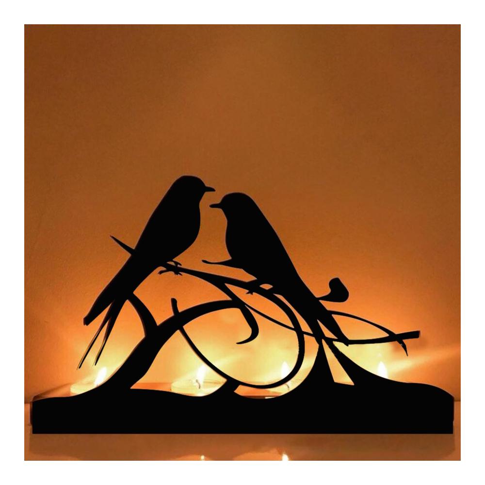 Entdecken Sie Eleganz Schwarzer Teelichthalter Silhouette mit Doppelvogel-Kerzenhalter aus Eisen | Stilvolle Tischdekoration für Zuhause Wohnzimmer Weihnachten & Hochzeit | Ideales Geschenk für Mama