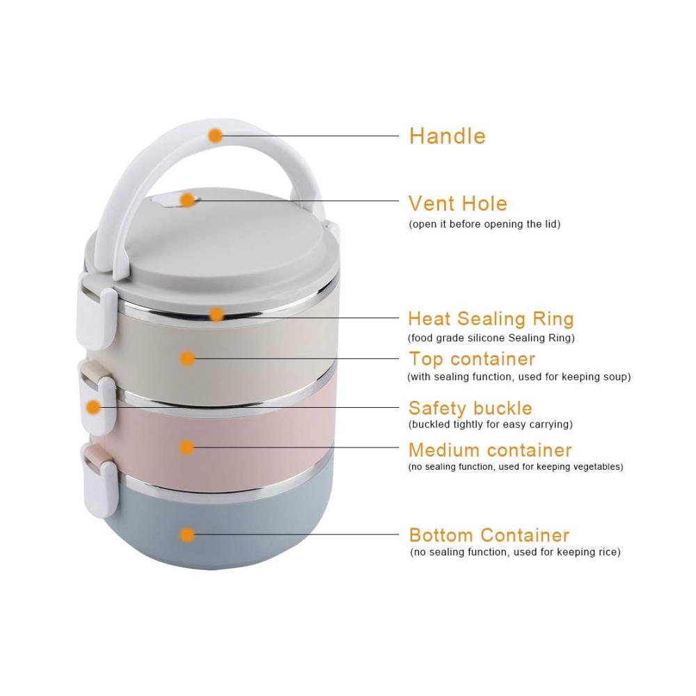 Halten Sie Ihr Essen unterwegs warm! Tragbare Edelstahl-Thermos-Lebensmittelbehälter mit Belüftungsloch 2100 ml Kapazität für frische Mahlzeiten. Perfekte Thermobehälter für Essen