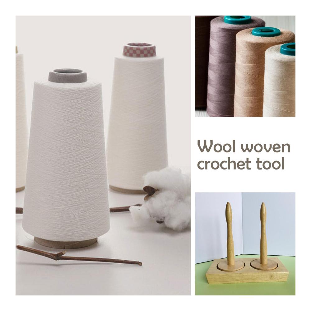 Nähzubehör Holzgarn-Aufbewahrungsstab mit Stickgarnspule und Häkelnadel für DIY Handwerk | Praktisches Webwerkzeug für Pullover Schals & Wandtepp
