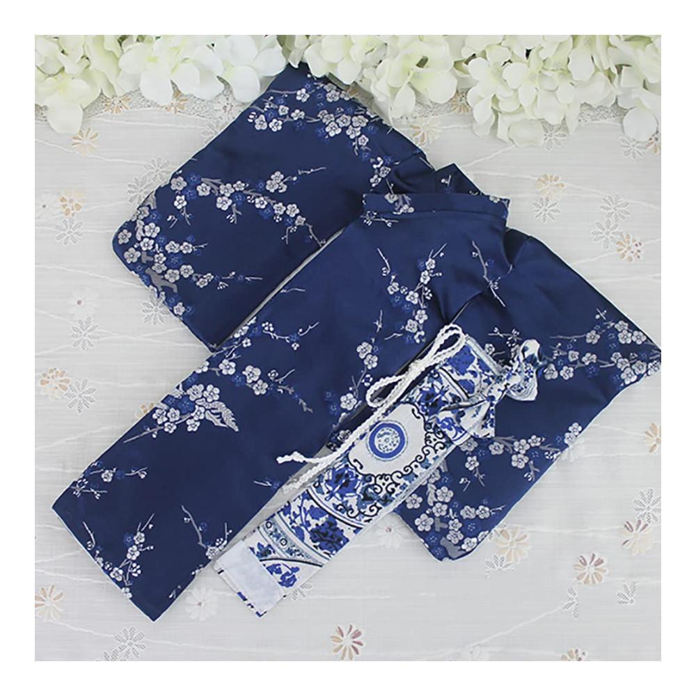 Exquisites 1/3 1/4 1/6 BJD Kleidungsset - Blauer Kimono mit bezauberndem Pflaumenblütendruck (Farbe 1/4 BJD Kleidung) - Sammeln Sie stilv