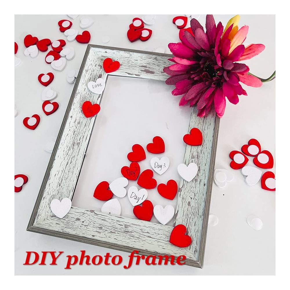 100 Stück Unbehandeltes Holz Mini Herz Aufkleber DIY Bastelset - Natürliche Holzherzen für Valentinstag Hochzeit & Party Deko