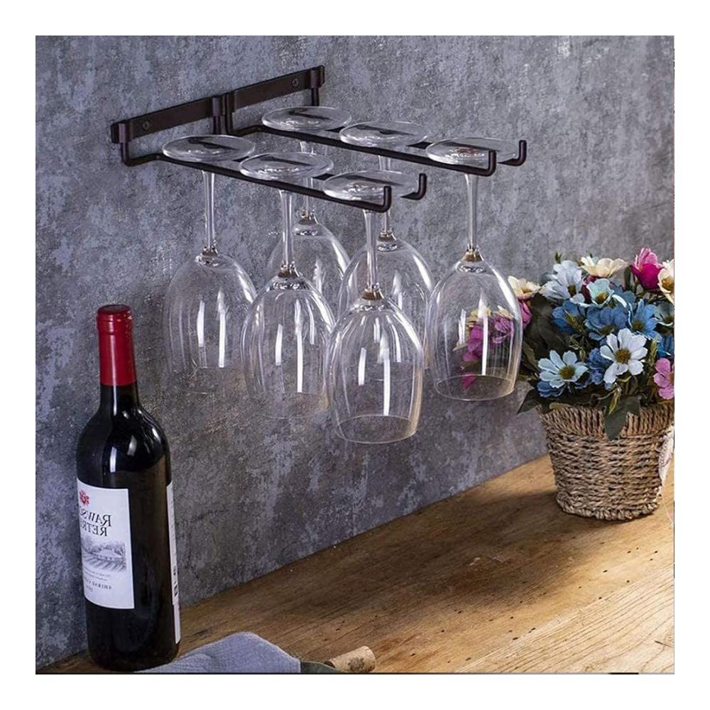 Wandmontage Gläserhalter aus robustem Metall - 2er Set | Platzsparendes Weinglasregal für Küche Bar & Restaurant | Inklusive Montagematerial