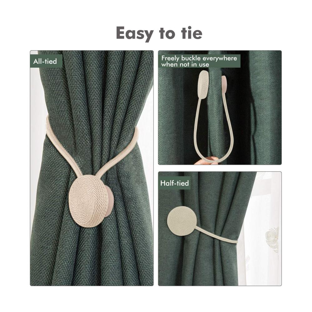 Magnetische Vorhang Raffhalter - 2 Stücke Handgestrickte Halterungen mit starkem Magneten für einfaches Anbringen von Vorhängen - Dekorative Fenster Accessoires für stilvolle Innenräume