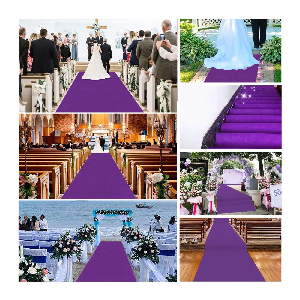 Hochwertiger Gangläufer in Lila für stilvolle Events - Rutschfester Teppichläufer 2mm Dicke - Perfekt für Hochzeiten Kirchen Partys und Stranddekorationen - 1