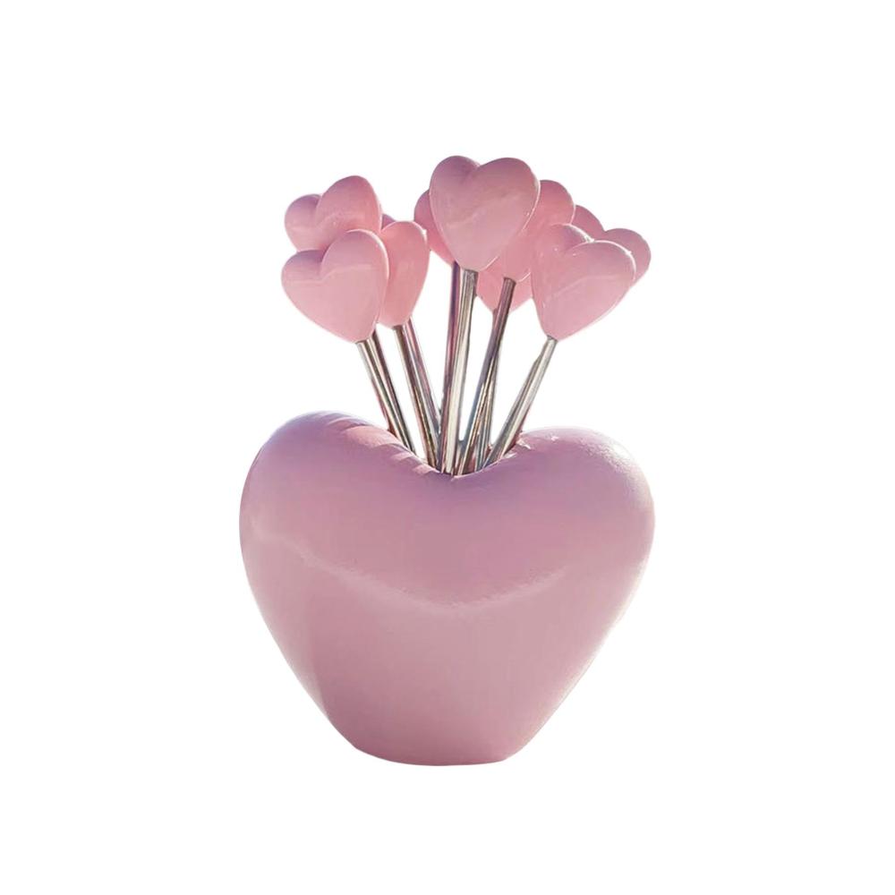 Essenspickgabeln aus Edelstahl - Dekoratives Partyzubehör für zu Hause - Niedliche Obstgabeln und Essenspicks - Rosa - Perfekt für Obstplatte und Snacks - 10er-Set