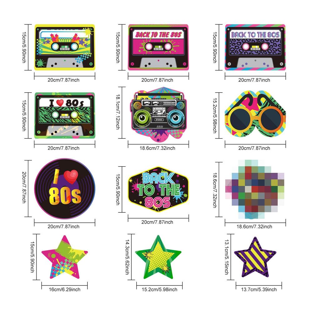 30 Stück 80er Party Dekorationen Luftschlangen für Zurück zur 80er Party Thema Zubehör | Bunte Hängende Wirbel Folie Doppel Spirale Hip Hop Schild | Retro 1980er Party Deko