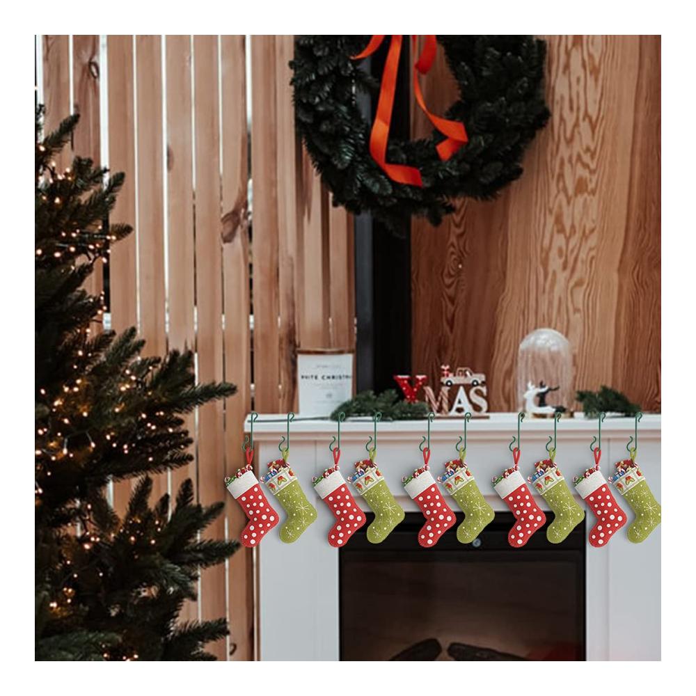 100 Stück Mini-Christbaumkugelhaken-Set - Grüne Kunststoff-Halterung für Weihnachtsbaumschmuck - Praktische Ornamentaufhänger für festliche Dekorationen