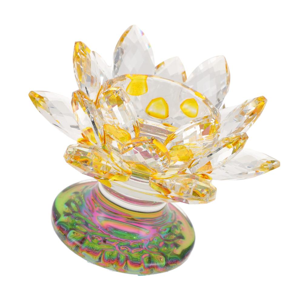 Eleganter Kristall-Kerzenhalter Lotusblüten-Design für Stumpenkerzen - Dekorativer buddhistischer Kerzenständer mit hohen Füßen - Luxuriöse Kerzendekoration