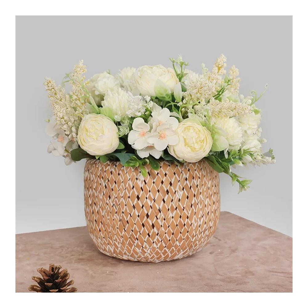 Exquisites Blumenarrangement Vintage Seidenrosenstrauß für stilvolle Hochzeitsdekoration – Künstliche Blumen in verschiedenen Farben für einen zeitlosen Charme (Farbe 5