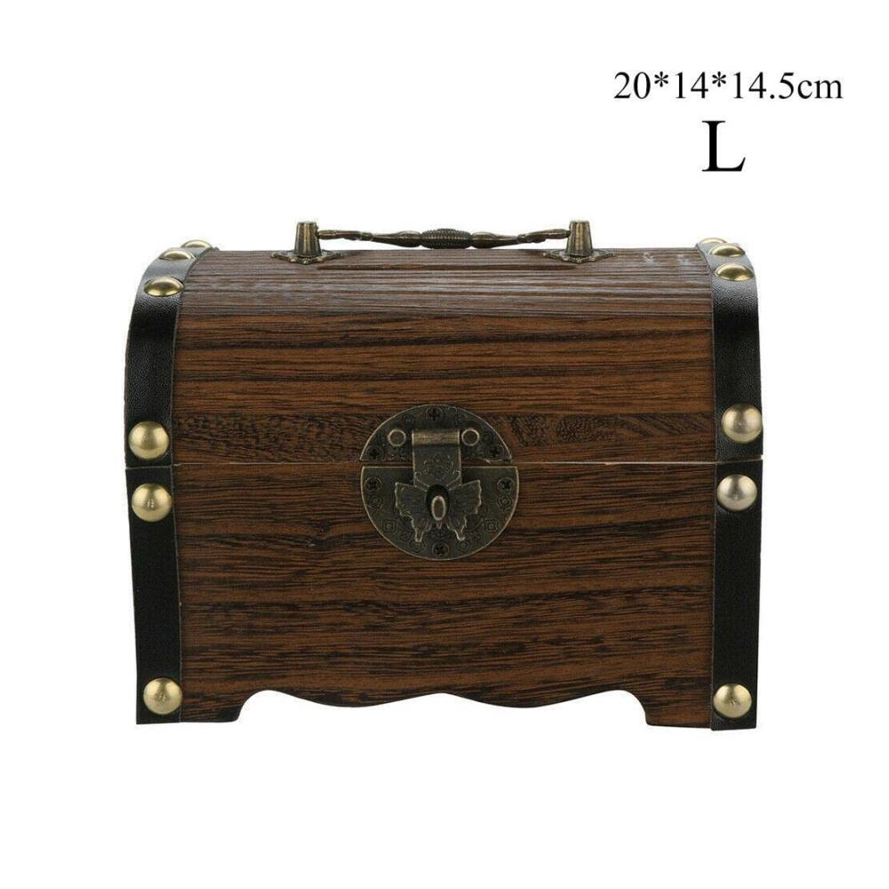 Vintage Spardose aus Holz - Schatztruhe mit Schloss - Münzgeld-Aufbewahrungskoffer - Sichere Münzsparbank - Heimdekoration & Geschenke - Braun