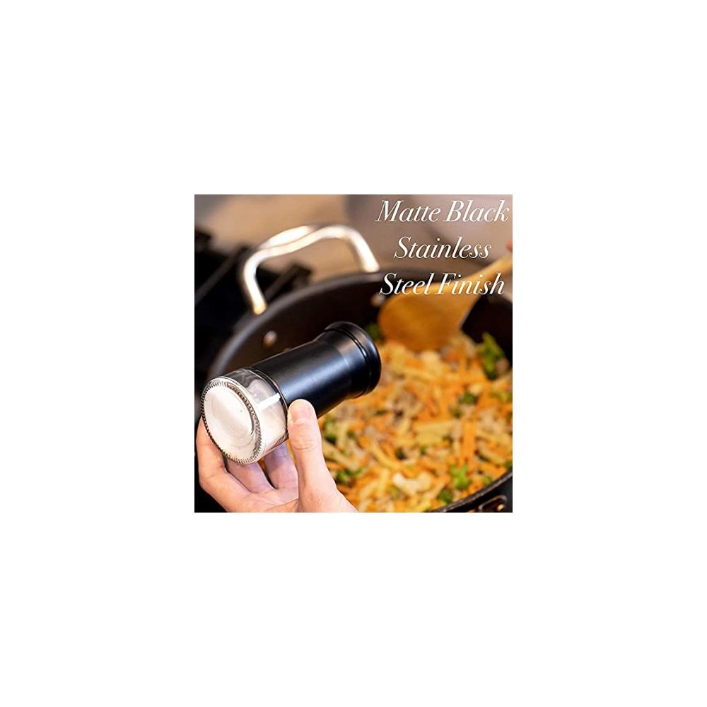 Edelstahl Salz- und Pfefferstreuer Set mit verstellbaren Ausgießlöchern - Elegante Gewürzspender für Meersalz - 2-teilig - Küchenaccessoire
