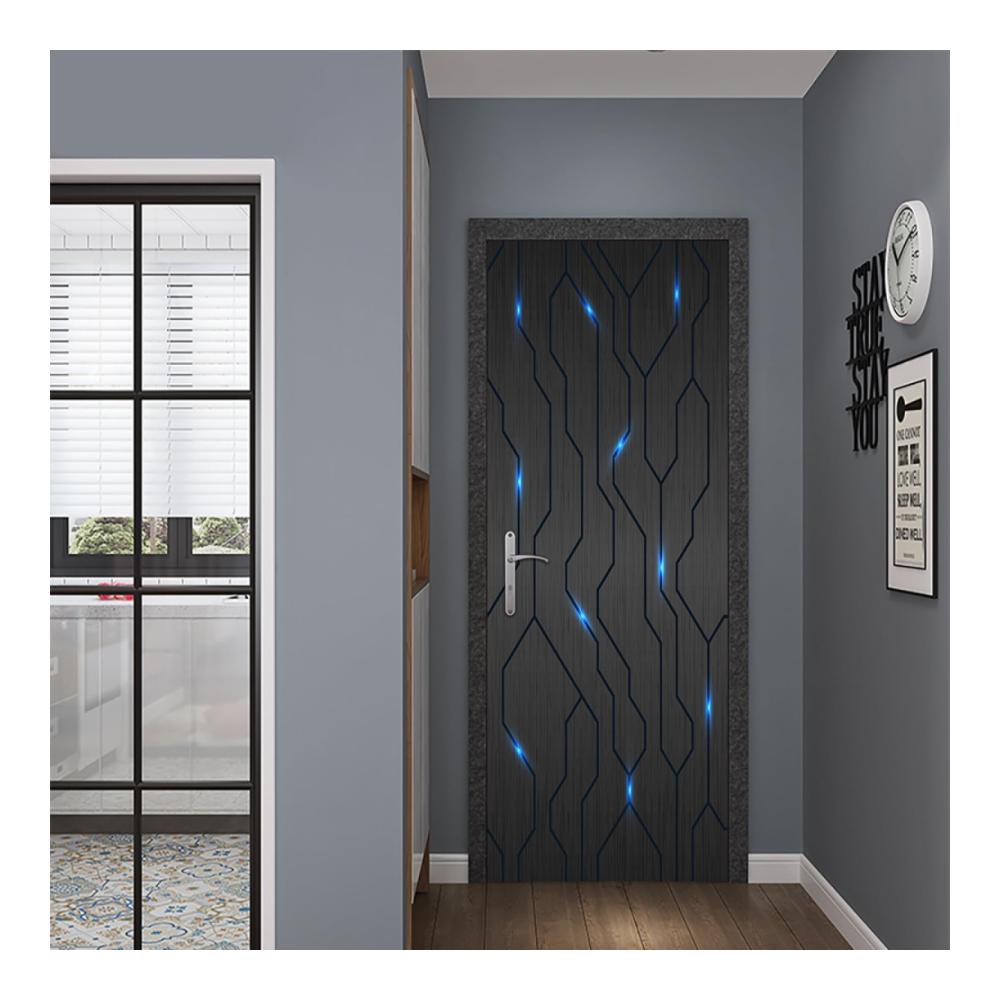 Erfrischen Sie Ihr Zuhause! Schwarz Blau Abstrakt 3D Türtapete Selbstklebend - Wasserdicht Abnehmbar & Stilvoll! Wohnzimmer Tür Aufkleber - PVC Türaufkleber für einzigartige Akzente! (88x200cm