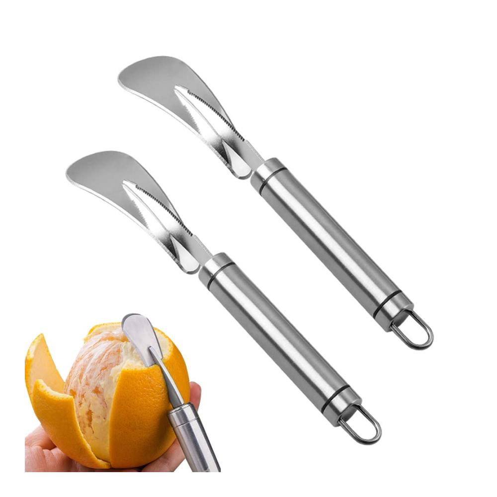 Präziser Orangenschäler Schneider Set - 2 Stück Edelstahl Schäler mit ergonomischem Griff für müheloses Obst- und Gemüseschälen - Perfekte Küchenwerkzeuge für schnelles und einfaches Schälen
