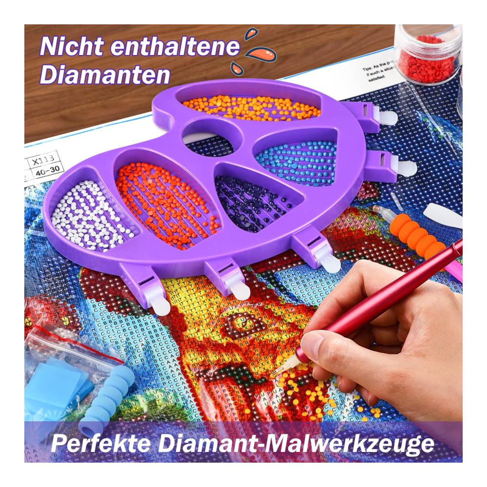 Entdecken Sie das ultimative Werkzeuge & Zubehör Set für 5D Diamond Painting! Organisieren Sie Ihre Strasssteine mit Leichtigkeit und malen Sie wie ein Profi. Perfekt für Kunsthandwerk