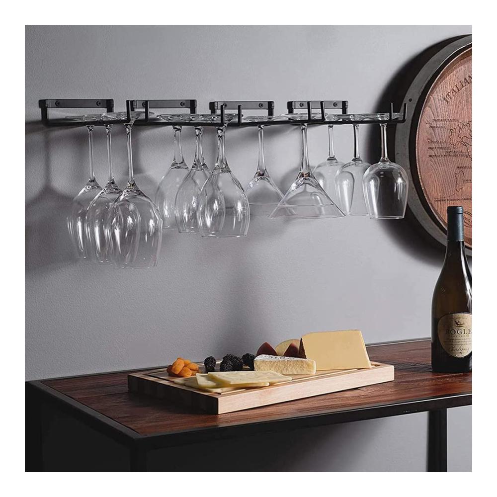 Wandmontage Gläserhalter aus robustem Metall - 2er Set | Platzsparendes Weinglasregal für Küche Bar & Restaurant | Inklusive Montagematerial