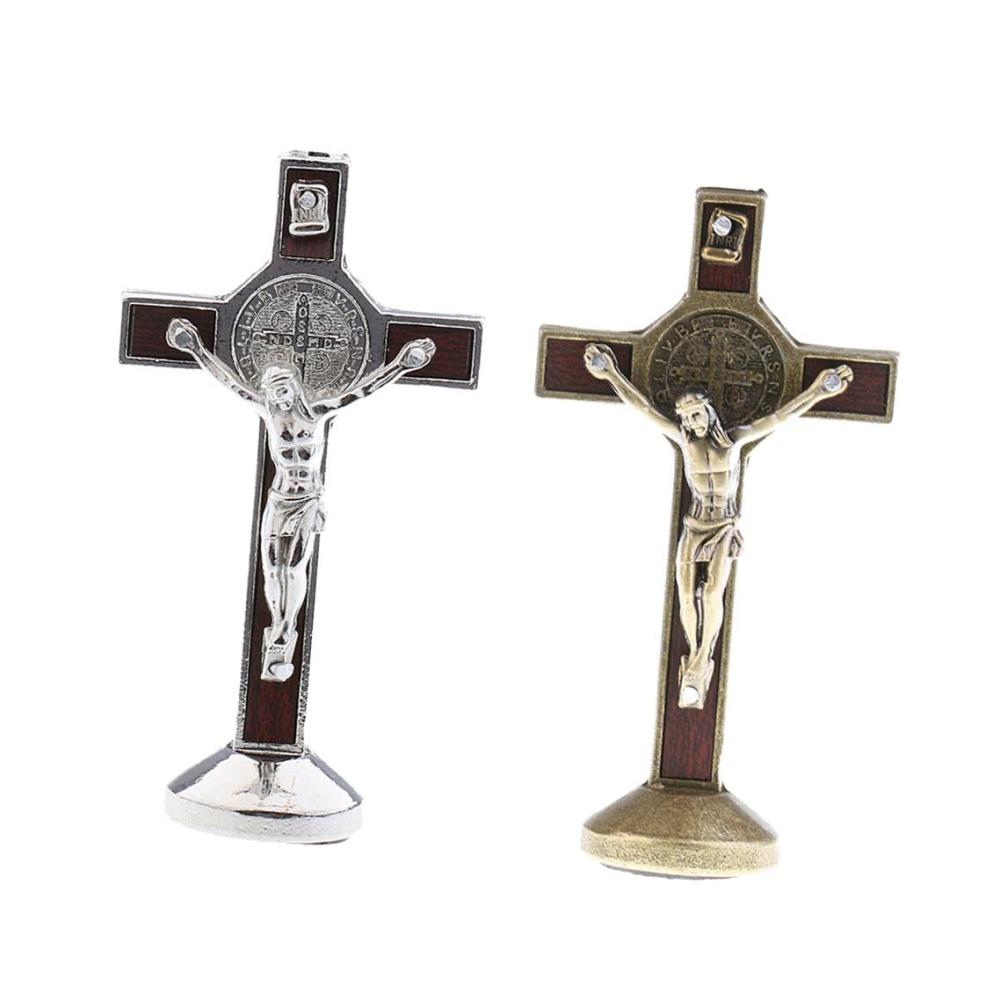 Göttliche Verbindung Set mit 2 Kruzifix Jesus Christus Statuen | Katholisches Autokapellen Ornament Zubehör | Inspirierende Symbole für Ihr Zuhause