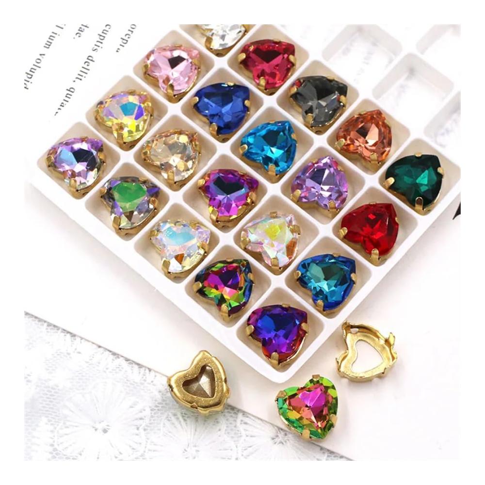 Entdecken Sie den Glanz 28 Stück 8 mm Rosa Glaskristall-Strasssteine Herzform mit Krallenfassung für Kleidung und Taschen - Hochwertige Strass-Applikationen in Silberner Kralle