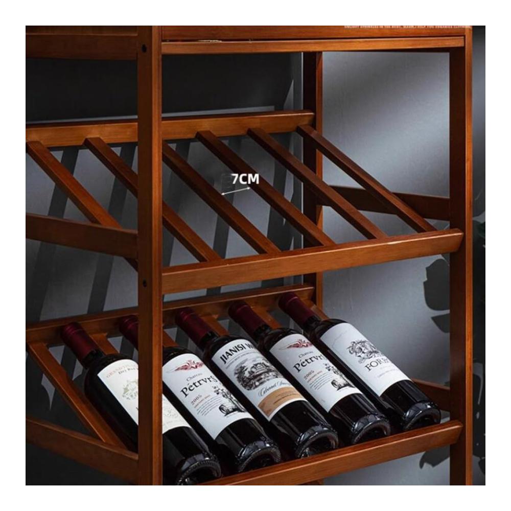 Entdecken Sie Eleganz Holz Weinregal für 28 Flaschen - Freistehendes Bodenweinaufbewahrungsregal für Küche Esszimmer Wohnzimmer Speisekammer Keller - Stilvolles Bodenbar-Ausstellungsregal (Farbe