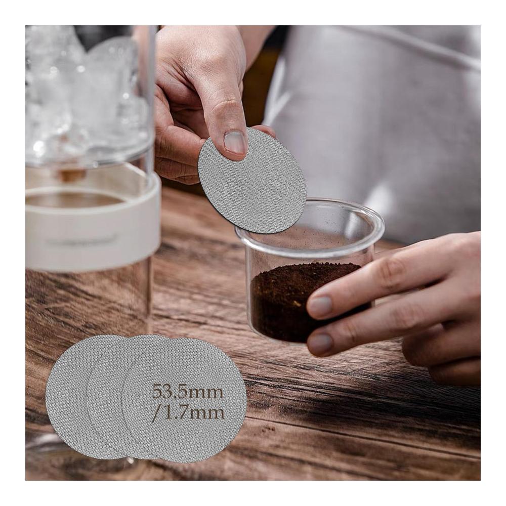 Mehrwegfilter 3er Set | Puck Screen 53.5mm | Gesinterte Kaffeefilter aus Edelstahl | Wiederverwendbare Espresso-Siebe für aromatischen Kaffee | Hochpräzise Siebträger 150μm