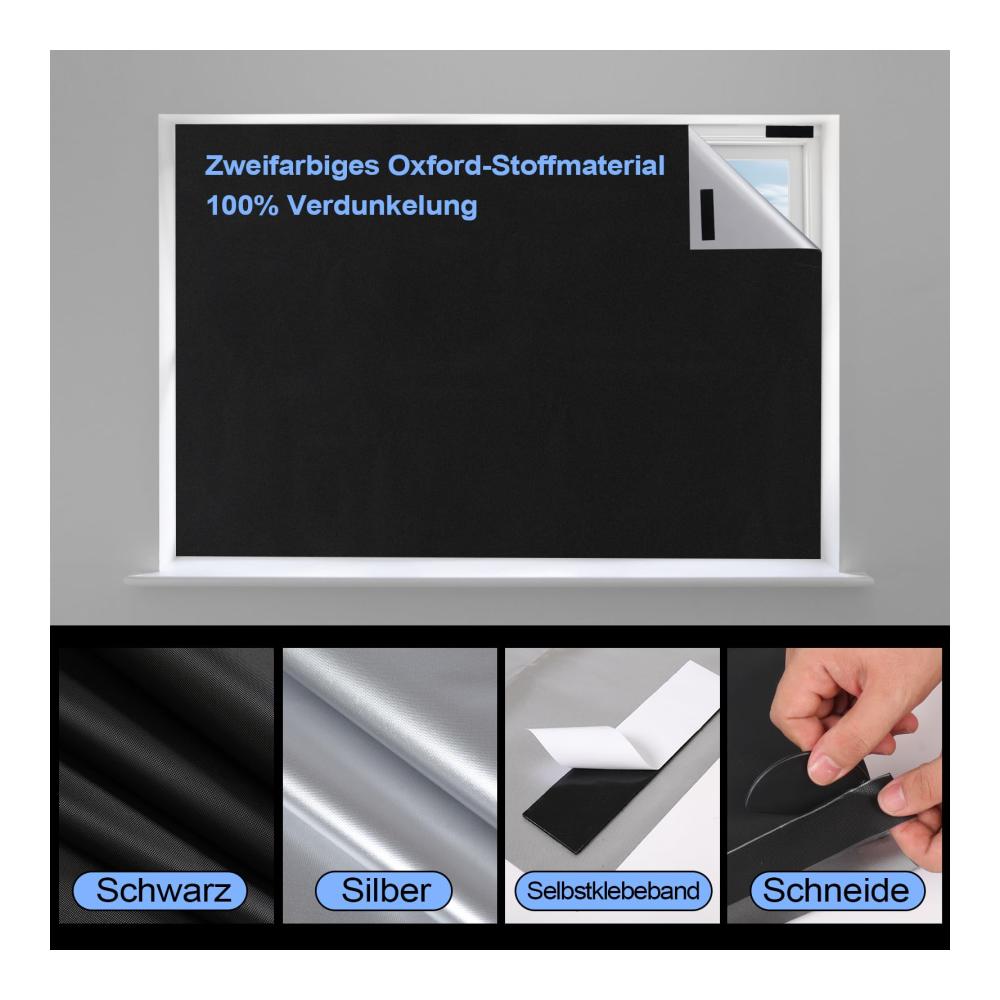 Verdunkelungsrollo 300x145cm - Spuppy Seitenzug- & Springrollos für 100% Dunkelheit | Einfache Montage ohne Bohren | Rollos & Jalousien für Schlafzimmer | Temporäre Verdunkelungsvorhänge ideal für unterwegs