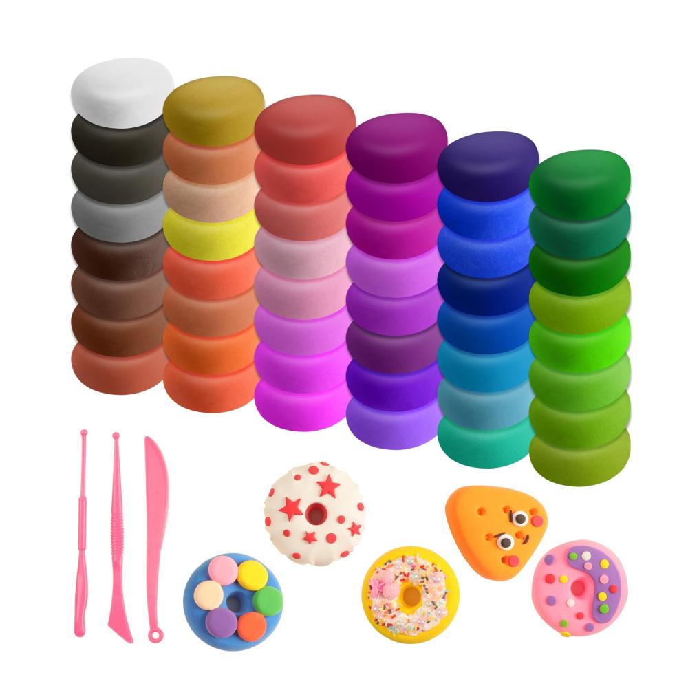 Kreatives Tonformen leicht gemacht! 48 Farben Ton-Modelliermasse-Set mit 3 Modellierwerkzeugen - Magische weiche & ultraleichte Modelliermasse für Kinder und Erwachsene. Sicher ungiftig & einfach zu verwenden. Perfekt für Weihnachten