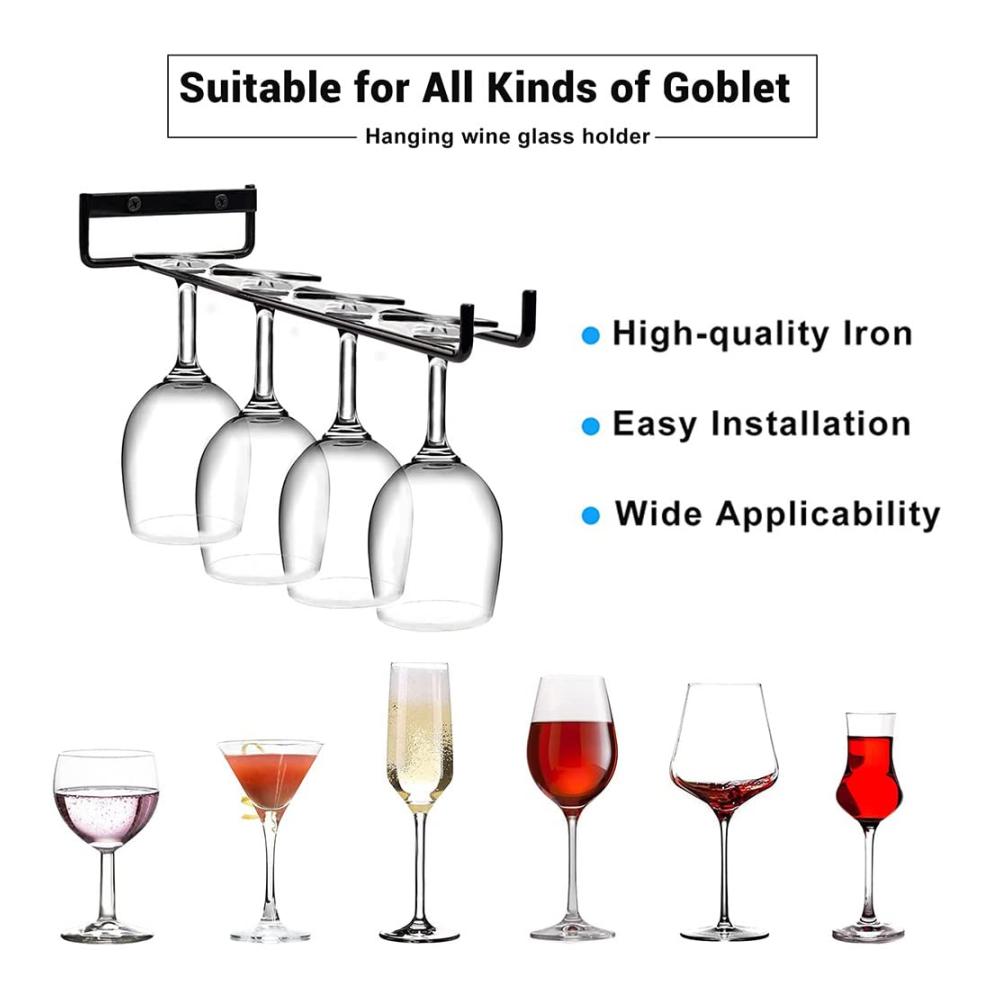 Wandmontage Gläserhalter aus robustem Metall - 2er Set | Platzsparendes Weinglasregal für Küche Bar & Restaurant | Inklusive Montagematerial