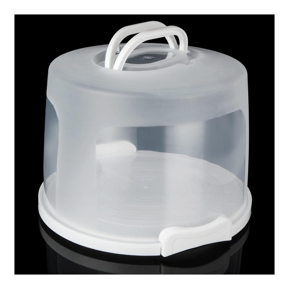 Luftdichter Kuchenbehälter für unterwegs – Plastik Tortenbox mit Griff & Deckel – Großer Lebensmitteltransport für Kuchen Kekse & mehr – 30x26x18cm