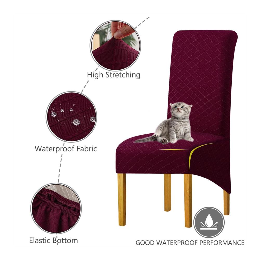 Diamantmuster XL Stuhlhussen wasserdicht 2/4/6/8er-Set für Esszimmerstühle Spandex große Esszimmerstuhlhussen Jacquard-Stuhlhussen für hohe Rückenlehnen (Farbe Schwarz Größe