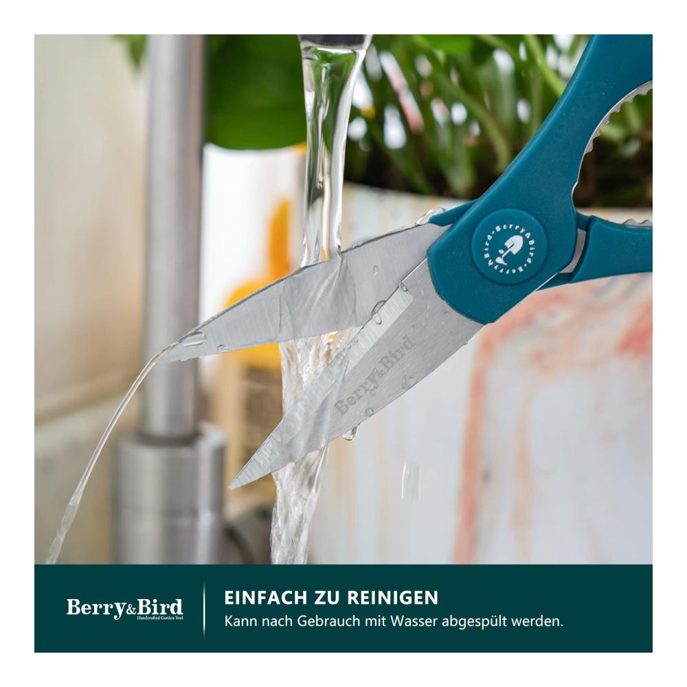Küchenscheren mit Mikrozahnung | Berry & Bird Allzweckschere 20.2 cm aus rostfreiem Edelstahl | Ideal für Garten & Haushalt | Spülmaschinenfest | Hochwertige Mehrzweckschere