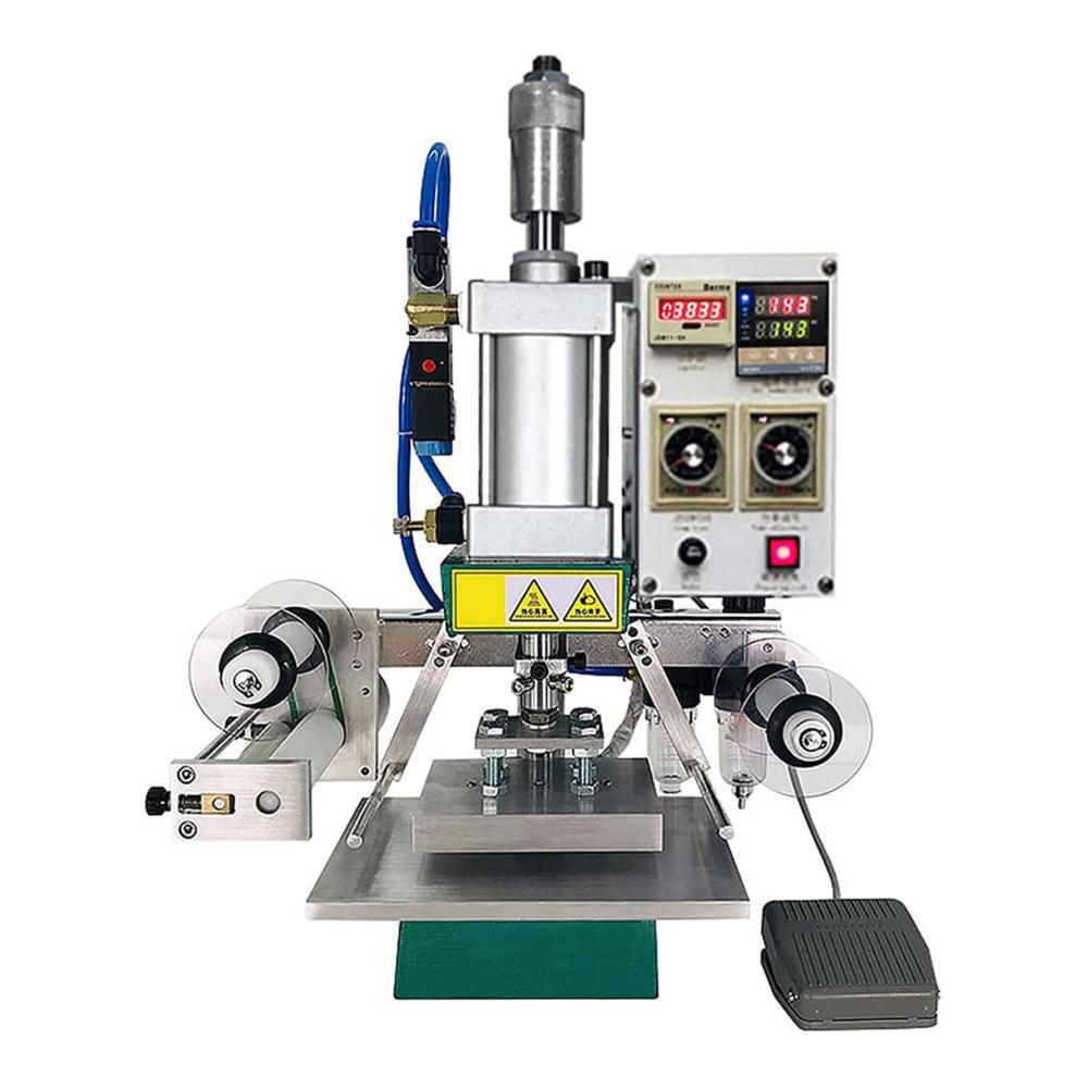 Stanzmaschine Pneumatische Heißfolienprägemaschine für Leder & Papier - Digitalanzeige einstellbare Temperatur (0-350°C) - Perfekt für PVC