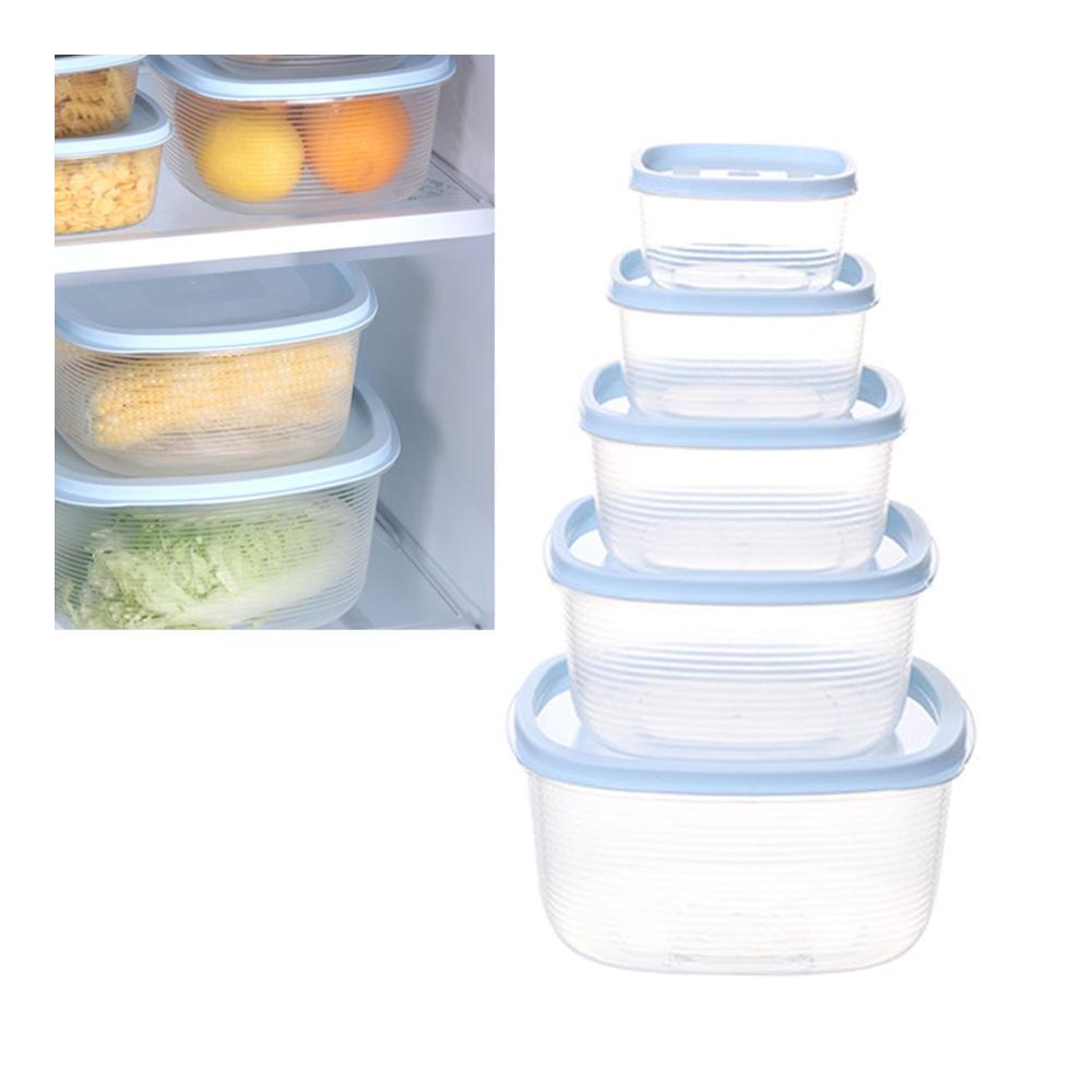 Kühlschrank-Ordnung deluxe 5-teiliges Vorratsdosen-Set für frische Lebensmittel – Stapelbare luftdichte Behälter mit Deckel für optimale Frische und Feuchtigkeitsbeständigkeit – Effiziente Küchenorganisation für einen aufgeräumten Kühlschrank