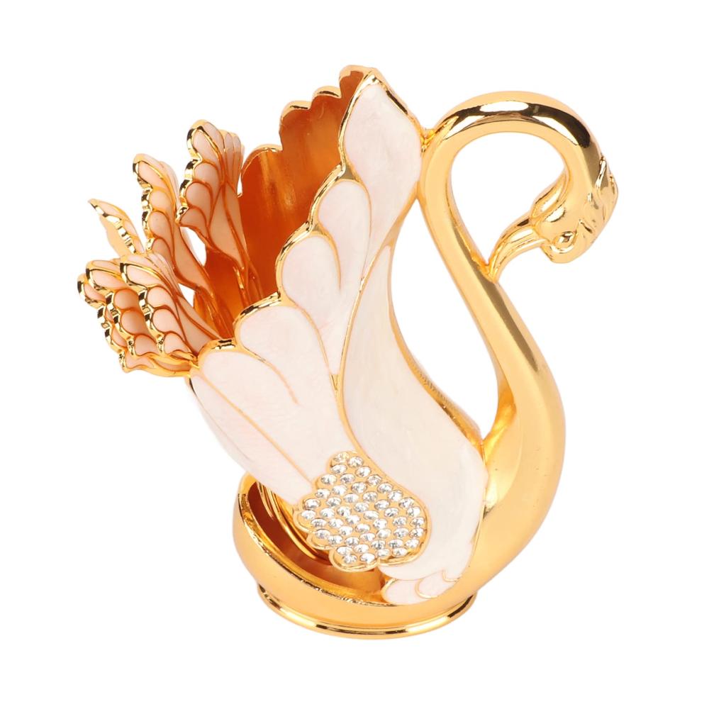 Elegante Kaffee- & Mokkalöffel-Sets mit Goldfarbenem Design | Schwanenbasis und Glattkanten-Design | Inklusive innovativem Bistro-/Bar-Desserthalter | Hochwertige Qualität für Genussmomente