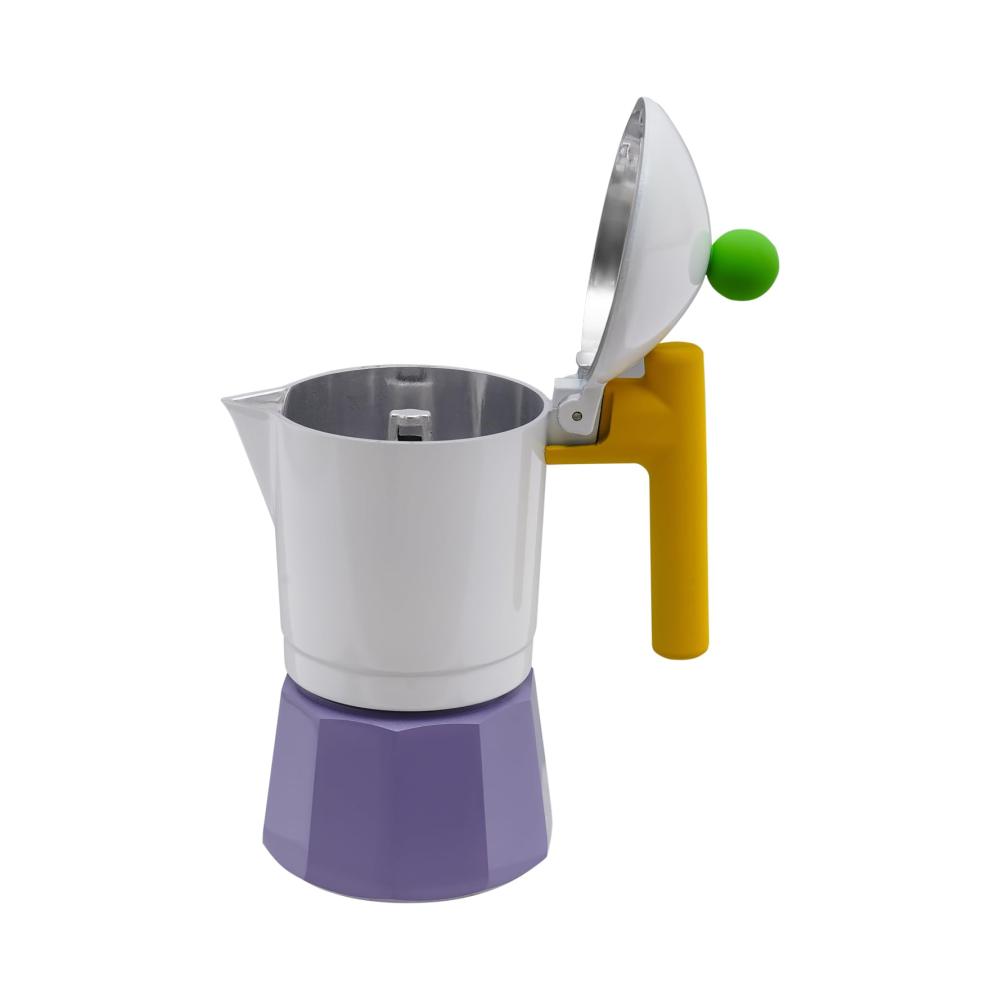 Erleben Sie vollmundigen Genuss! Espressokocher - Ikonische Moka-Kanne für den Herd Lila Aluminium 150ml - Kaffeekocher für aromatischen Kaffeegenuss