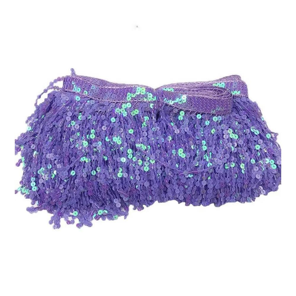 2/4 Yards 15 cm Weiße Pailletten-Quasten-Spitze Fransen-Borten Band DIY - Handgefertigte Dekoration für Tanzkleider und mehr - Elegantes Zubehör für beeindruckende