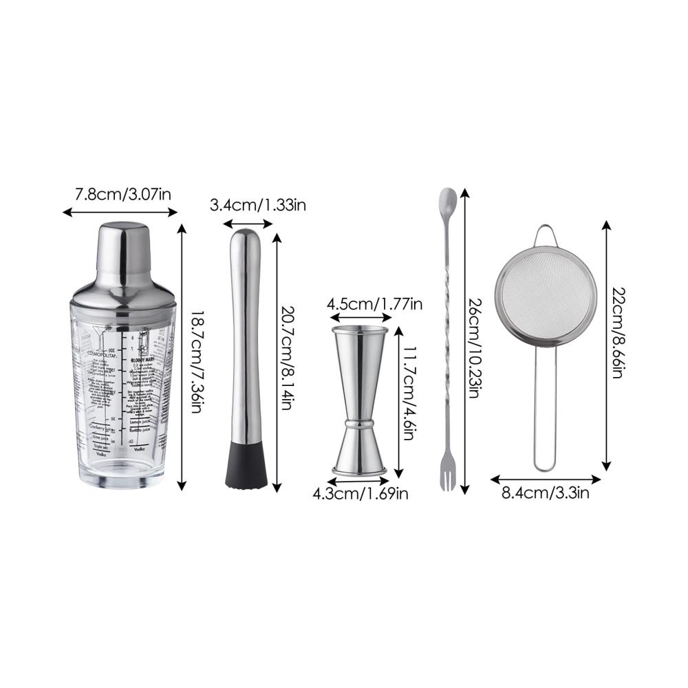 Exklusives Cocktail-Shaker-Set aus Edelstahl – Premium Barkeeper-Kit für stilvolle Getränkemixe – Langlebiger Martini-Shaker und sicheres Mixer-Set – Perfekt für Zuhause Bars & Partys