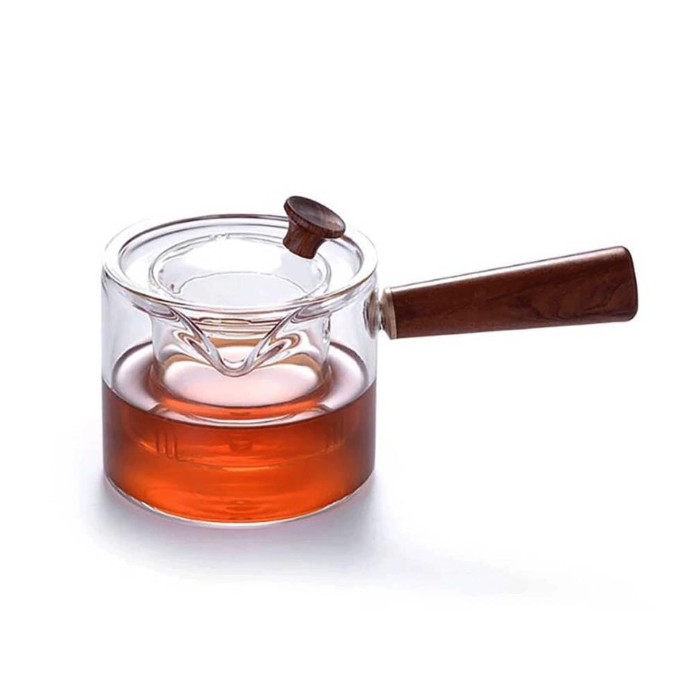 Hochwertige hitzebeständige Glas-Teekanne mit Seitengriff und verdicktem Einzeltopf-Filter - Perfekte Tee- & Kaffeekanne für Haushalt und Büro. Schwarzer Tee Set für exquisiten Genuss
