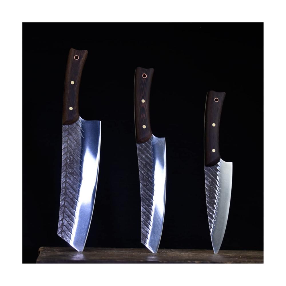 Hochwertiges 8-teiliges Küchenmesserset aus geschmiedetem Stahl - Perfekt für präzises Schneiden und Zubereiten von Fleisch Gemüse und Fisch. Inklusive Kochmesser Hackmesser Santoku Utility Boning Nakiri Kiritsuke und Sashimi Messer. Handgefertigte Präzision für anspruchsvolle Köche