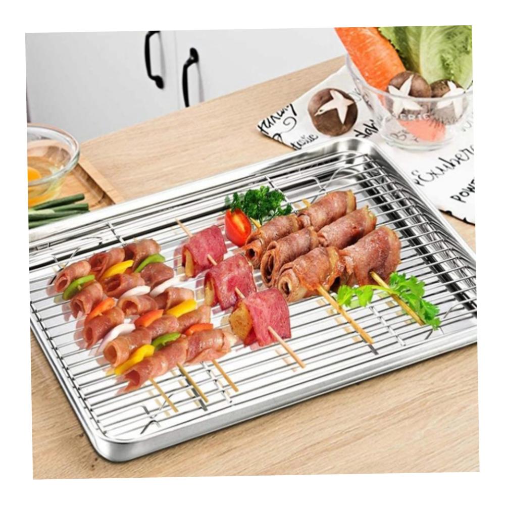Verstellbares Abkühlgitter aus Edelstahl für Backbleche - 2-teiliges Set 15.35x11.02 Zoll - Ideal zum Grillen Braten und Backen - Rostfreies Kühlgitter für perfekte Ergebnisse