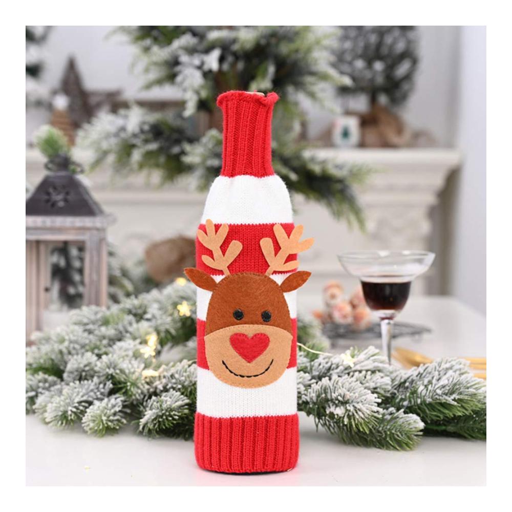 2er Pack Weihnachts Weinflaschen Pullover – Niedliche Strickärmel für Flaschenkörbe & -träger – Schneemann und Rentier Flaschenkleider – Perfekte Weihnachtsdeko