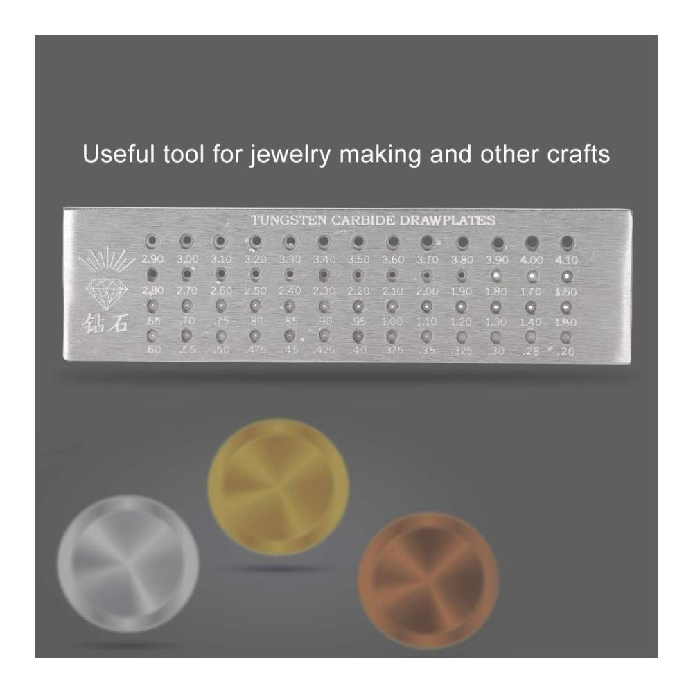 Ultimative Schmuckdraht-Herstellung Deror 8 Drahtziehplatte | 52 Löcher 026-410 mm | Wolframkarbid | Perfekt für feine Schmuckdrähte und DIY-Projekte