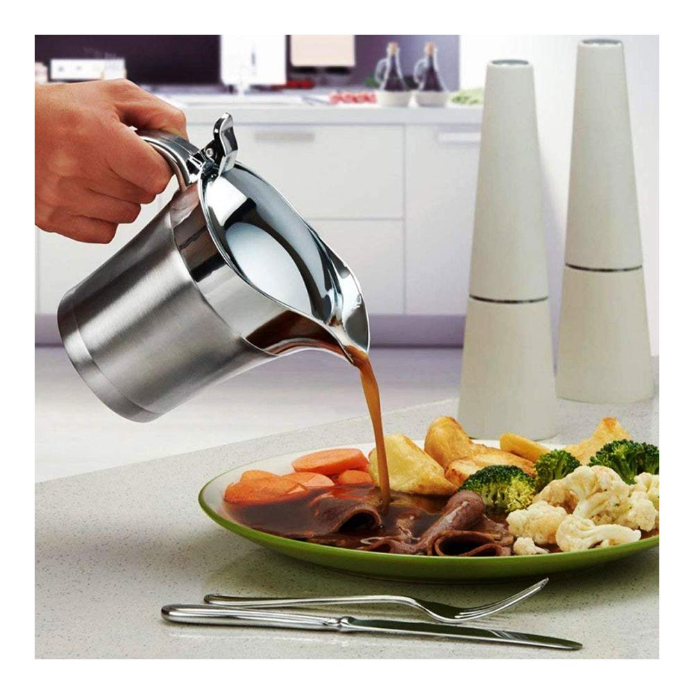 Hochwertiger Edelstahl Soßenschüssel 304 | Doppellagige Isolierung für frische Aromen | Geschmackssaucentopf & Servierkrug | Ideales Küchenutensil für Soßen Sahne & Pudding