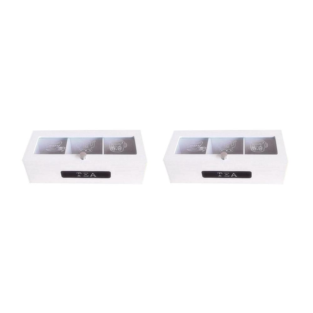 Teebeutelablagen Organizer aus Bambus | 3 Fächer Aufbewahrungsbox für Teebeutel und mehr | Praktische Teebox und Schmuck Organizer | Ideal für Küche und Wohnzimmer | Hochwertige Aufbewahrungslösung